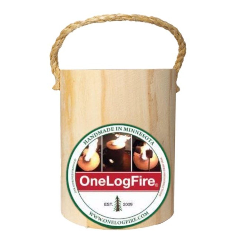 One Log Fire Swedish Fire Log - Mini - Kiln-Dried Red Pine Swedish Torch with Easy Light Starter, Pack of 1