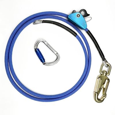 Flipline Kit,Climbing Harness, Adjustable Tree Lanyard, Rope Grab,Steel Swivel Snap Hook Fall Protection for Arborist,Tree Climbers (1/2x8ft,Blue)
