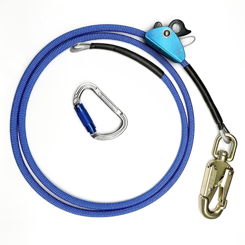 Flipline Kit,Climbing Harness, Adjustable Tree Lanyard, Rope Grab,Steel Swivel Snap Hook Fall Protection for Arborist,Tree Climbers (1/2x8ft,Blue)