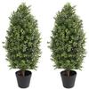 30" Tall Artificial Boxwood Topiary, 2 Pcs Outdoor Ready Artificial Boxwood Topiaries Trees, Natural Looking Fake Potted Shrubs view 1