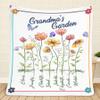 Personalized Grandma's Garden Fleece Blanket Gifts for The Whole Family, Custom Blanket Personalized Grandma Blanket Flower Blanket with Grandkids Names / Gift-564, Full view 1