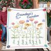 Personalized Grandma's Garden Fleece Blanket Gifts for The Whole Family, Custom Blanket Personalized Grandma Blanket Flower Blanket with Grandkids Names / Gift-564, Full view 2