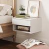Nathan James Jackson Wall Mounted Floating Bedroom Nightstand with Storage Drawer and Modern Open Shelf Cubby, White view 1