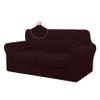 ISSUNTEX 3 Pieces High Stretch Thicken Loveseat Couch Covers, Soft Sofa Slipcover for 2 Separate Cushion Couch, Jacquard Fabric Elastic Sofa Cover Furniture Protector for Dogs (Loveseat, Wine) view 1