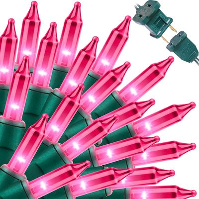 LAMPHOME Pink Lights for Valentines Day Decor, 300light 63.8FT(2pk of 150L) Pink Christmas String Fairy Lights Green Wire Plug in for Bedroom Indoor Outdoor Girl's Room Valentines Decorations