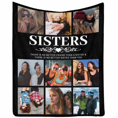 Custom Sister Blanket for Women Gifts for Best Friend, Personalized Friendship Blankets for BFF Birthday Christmas