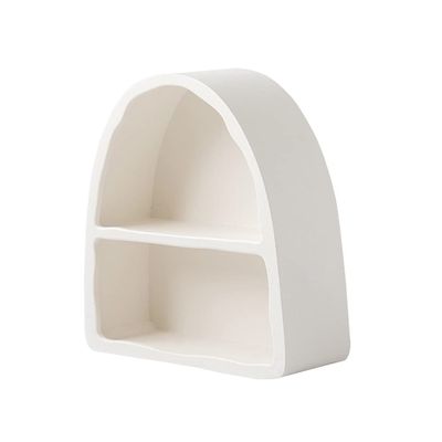 BOOMLATU 2 Tier White Floating Shelves for Wall,15.1" Arched Bathroom Shelves Wall Mounted for Living Room, Bedroom,Office