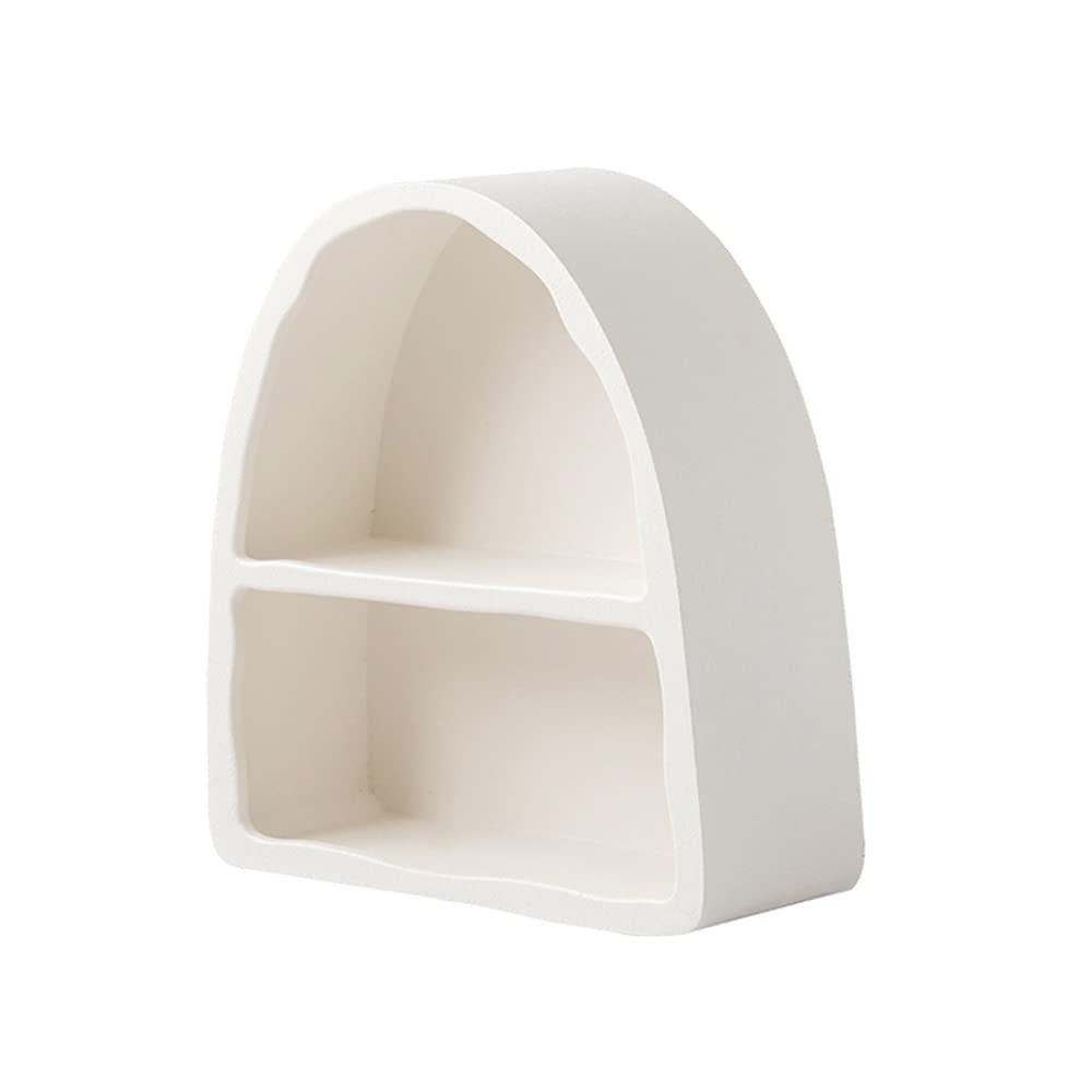BOOMLATU 2 Tier White Floating Shelves for Wall,15.1" Arched Bathroom Shelves Wall Mounted for Living Room, Bedroom,Office