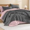 Litanika California King Size Quilt Set Grey- Oversized Lightweight Comforter Bedspreads & Coverlets Gray - Bedding Cover Bed Decor - 3 Pieces (1 Quilt, 2 Pillowcases) view 1