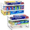 2 Pack Expandable Kitchen Wrap Organizer Rack, Height & Width Adjustable Aluminum Foil and Plastic Wrap Organizer for Pantry, Cabinet Food Wrap Organization and Storage - (3 Tier 9.8 to 15.6"L) view 1
