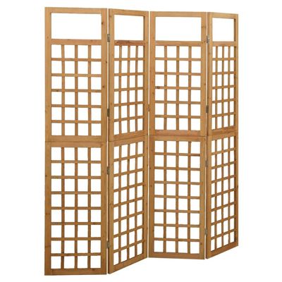 4-Panel Folding Room Divider, Freestanding Solid Fir Wood Privacy Screen Panels Home Decor for Indoor Bedroom Office, Trellis Divider Screen for Climbing Vines and Flowers Stands, 63.4"x70.9"