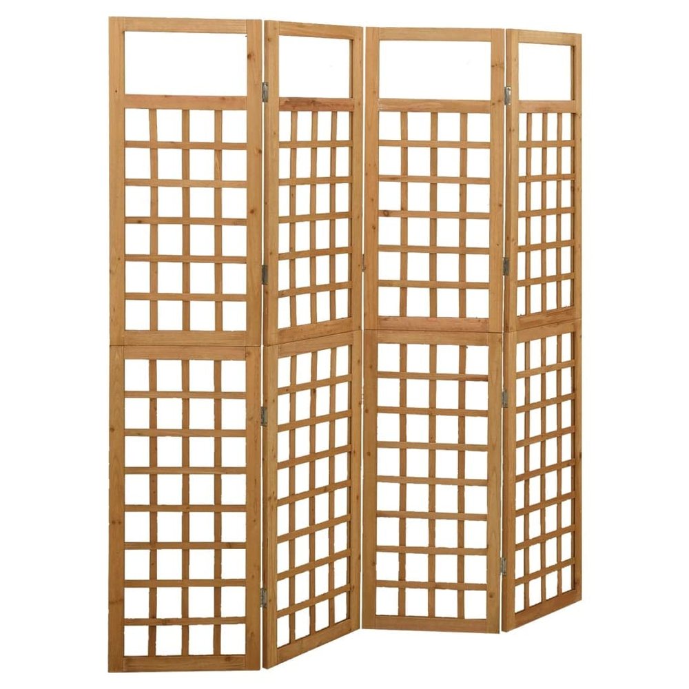 4-Panel Folding Room Divider, Freestanding Solid Fir Wood Privacy Screen Panels Home Decor for Indoor Bedroom Office, Trellis Divider Screen for Climbing Vines and Flowers Stands, 63.4"x70.9"