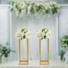 2PCs Metal Flower Floor Vase Stand for Wedding Decorations, Geometric Flower Column Stand, Flower Display Rack, Rectangular Frame Box for Wedding Party Decoration(23.6x7.9x7.9 inch) view 3