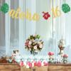 Aloha 16 Banner for Tropical 16th Birthday Anniversary Party Decorations, Hawaiian Luau Tropical Theme 16th Birthday Party Photo Prop Gold Glitter view 3