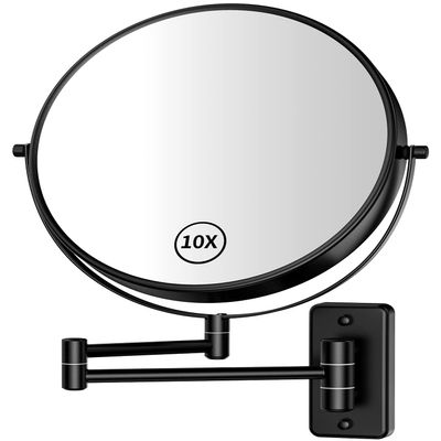 Gospire 9" Large Size Wall Mount Magnifying Mirror, 1X/10X Magnification Double-Sided, 360 Swivel Extendable Cosmetic Vanity Round Shaving Bathroom Mirror for Men and Women