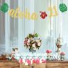 Aloha 21 Banner, Hawaiian 21st Birthday Decorations, Tropical Luau 21st Birthday Party Decorations, Palm Leaf Decorations Gold Green Glitter view 3