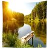 BELECO Forest Trees Tapestry Wall Hanging Lake Sunset Scenery Wall Tapestry Home Art Decor Outdoor Spring Summer Nature Tapestries for Bedroom Aesthetic Living Room Dorm Decor 92x70 Inch view 1