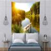 BELECO Forest Trees Tapestry Wall Hanging Lake Sunset Scenery Wall Tapestry Home Art Decor Outdoor Spring Summer Nature Tapestries for Bedroom Aesthetic Living Room Dorm Decor 92x70 Inch view 3