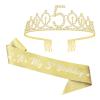 UVATAHONA 5th Birthday Sash and Tiara, 5 & Fabulous Glitter Sash and Birthday Crown Set, Happy 5th Birthday Gifts for Party Supplies and Decorations, Gold view 1