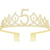 UVATAHONA 5th Birthday Sash and Tiara, 5 & Fabulous Glitter Sash and Birthday Crown Set, Happy 5th Birthday Gifts for Party Supplies and Decorations, Gold view 2