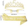 UVATAHONA 5th Birthday Sash and Tiara, 5 & Fabulous Glitter Sash and Birthday Crown Set, Happy 5th Birthday Gifts for Party Supplies and Decorations, Gold view 4