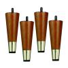 LUOFDCLDDD Furniture Legs4 Pcs Wood Solid Conical Replacement Table Legsniture Legs for Sofa Bed Cabinet Chair Couch Feet Woodniture Legs with Brass Sleeve,M10 Screw,Walnut/20Cm view 1