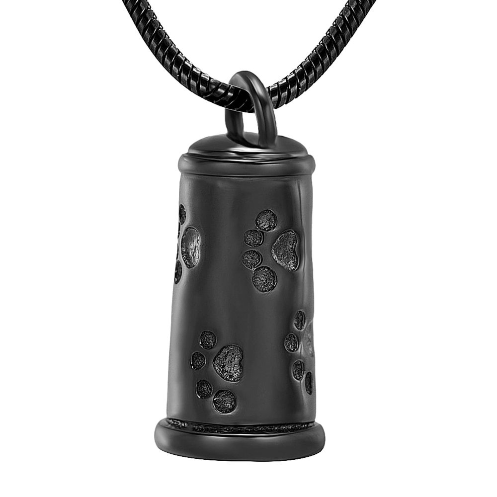 LiHiFG Tower Shape Stainless Steel Memorial Urn Jewelry -Dog/Cat Paw Print Funeral Casket Cremation Pendant for Pet