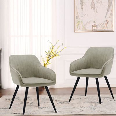annjoe Faux Suede Accent Chair Arm Chairs Living Room Chairs Leisure Chair Upholstered Chair with Metal Legs Set of 2 for Home Kitchen Office Bistro Cafe
