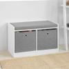 Haotian Entryway Storage Bench with 2 Baskets, Bed Ottoman Storage Cubes, Hallway Livingroom Shoe Bench Shoe Rack Shoe Cabinet with Seat Cushion, Grey, FSR65-K-DG view 1