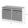 Haotian Entryway Storage Bench with 2 Baskets, Bed Ottoman Storage Cubes, Hallway Livingroom Shoe Bench Shoe Rack Shoe Cabinet with Seat Cushion, Grey, FSR65-K-DG view 2
