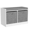 Haotian Entryway Storage Bench with 2 Baskets, Bed Ottoman Storage Cubes, Hallway Livingroom Shoe Bench Shoe Rack Shoe Cabinet with Seat Cushion, Grey, FSR65-K-DG view 4