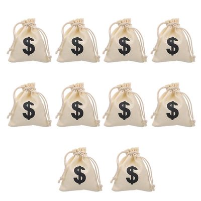 Cabilock Canvas Drawstring Bag with Pattern Party Storage Bag for Game Coins and Snacks 4.7X3.9 Inch Cotton Linen Money Pouch for Festival and Home