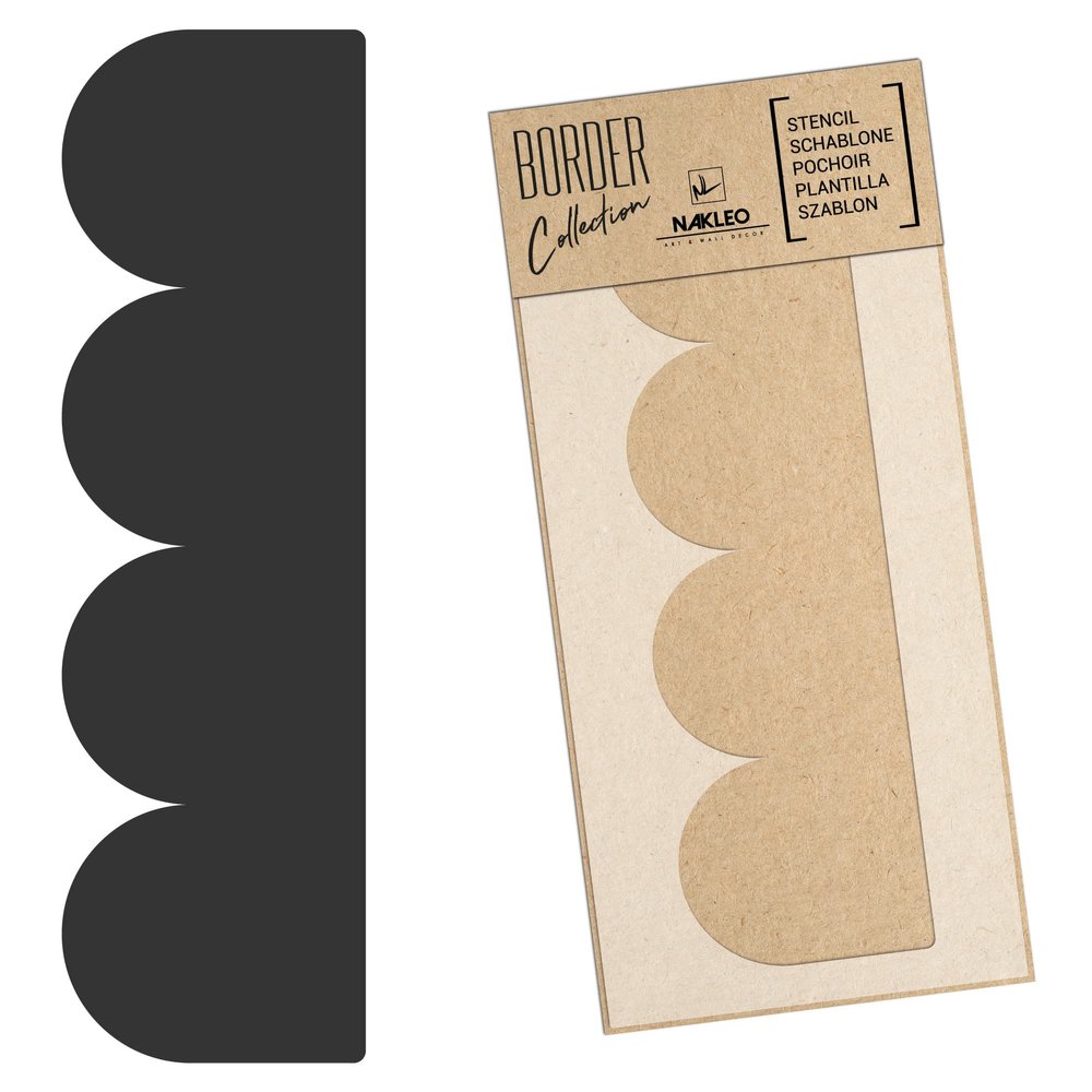 Border Reusable Plastic Wall Stencil // Frill - SEMICIRCLES 10 // Art Craft Mylar Template (17.7"x37.4")