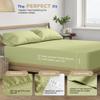 THREAD SPREAD 100% Cotton Bed Sheets Twin XL Sheet Set - 400 Thread Count Sheet Twin XL Size 3 PC Set (Sage Green), Soft, Cooling, Hotel-Quality 16" Deep Pocket Sateen Cotton Bedsheet for Hot Sleepers view 4