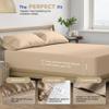 THREAD SPREAD Twin XL Sheets Set - 400 Thread Count 100% Cotton, Cooling & Luxury Sateen Sheets, 3 PC Set, 16" Deep Pocket, Extra Soft (Taupe) view 4