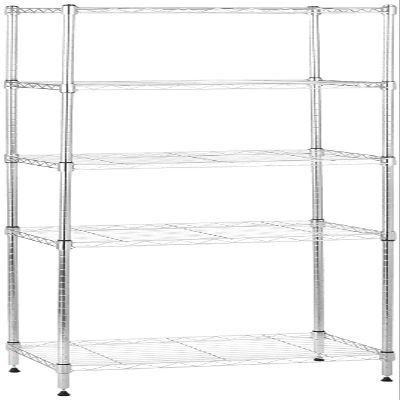 Amazon Basics 5-Shelf Adjustable Storage Shelving Unit for Garage, Steel Wire Rack, 200 Pound Loading Capacity per Shelf, 23.2" x 13.4" x 60", Chrome Finish