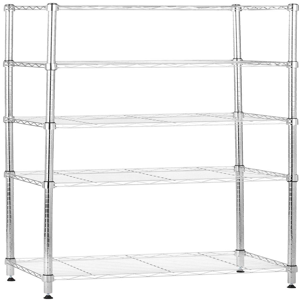 Amazon Basics 5-Shelf Adjustable Storage Shelving Unit for Garage, Steel Wire Rack, 200 Pound Loading Capacity per Shelf, 23.2" x 13.4" x 60", Chrome Finish