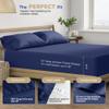 THREAD SPREAD Twin XL Sheet Sets Cotton - 400 Thread Count 100% Cotton XL Twin Sheets, 3 PC (Navy Blue), Luxury Soft, Breathable, Cooling, Extra Large 16" Deep Pocket Sateen Bedsheet for Dorm Rooms view 4