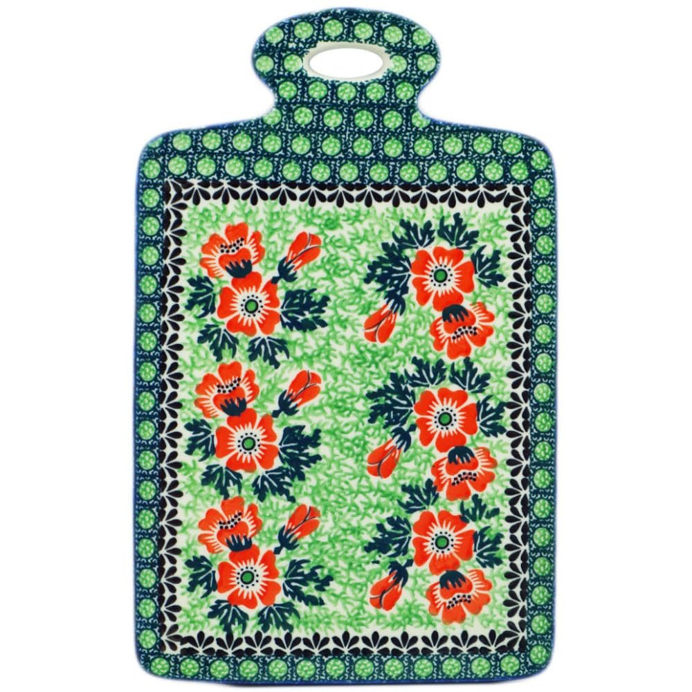 Polmedia Polish Pottery Cutting Board UNIKAT - Marvellous Surprise Pattern Handmade in Boleslawiec Poland by Ceramika Artystyczna + Certificate of Authenticity
