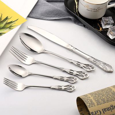 25 Pieces Silverware Set Service for 5, Premium Stainless Steel Flatware Set Tableware Cutlery Utensil Set for Kitchen Party Restaurant Hotel Mirror Polished Round handle