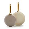GreenPan Hard Anodized Healthy Ceramic Nonstick 10" and 12" Frying Pan Skillet Set, Gold Handle, PFAS-Free, Dishwasher Safe, Oven Safe, Taupe view 1