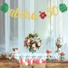 Aloha 50 Banner, Hawaiian 50th Birthday Decorations, Aloha Party Decorations, Tropical Luau Birthday Party Decorations, Palm Leaf Decorations Gold Green Glitter view 3