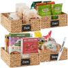 Best Choice Products Set of 4 16x12in Large Water Hyacinth Pantry Baskets, Woven Organizers w/Chalkboard Label, Chalk Marker - Natural view 1