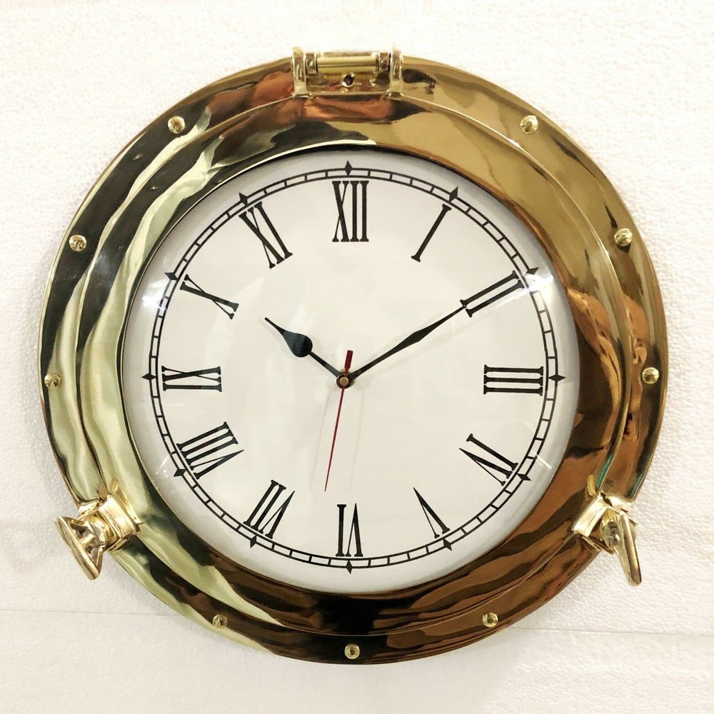 Antique Marine Brass Ship Porthole Analog Clock Nautical Wall Clock Home Decor by Unique Nautical Store