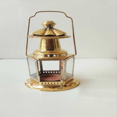 Oil Lantern Brass Shinny Antique Vintage Reproduction Lantern Marine Maritime Home Decor by Unique Nautical Store