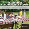 Sorfey Tablecloth -Fitted with Elastic, Vinyl with Flannel Back, Fits for Table 24"x 48" Rectangle,Water Proof, Easy to Clean, Solid Yellow Design view 4