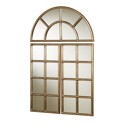 Touch of Class Passage Arched Windowpane Style Wall Mirror Set - Aged Gold - Set of Three - Large Decor to Hang in Bathroom, Bedroom, Dining Room, Living Room, Hallway, Foyer