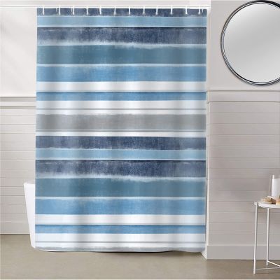 Fabric Shower Curtain for Bathroom - Northern Europe Blue Vintage Stripes Polyester Waterproof Shower Curtains with Grommets and Hooks Quick-Drying Bathroom Decor for Bathtubs Toilet Spa 60x72 inch