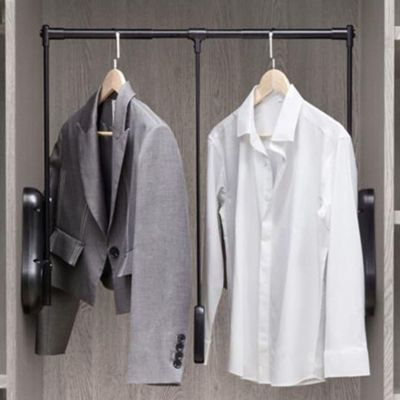 Clothing Finishing Rack, Pull Down Closet Rod, Aluminum Alloy Adjustable Closet Pull Down Hanger, Side-Mounted Brackets for Wardrobe Storage 3 Sizes (Size : 51-65CM (20.1-25.6IN))