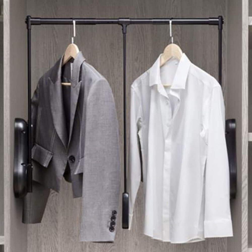 Clothing Finishing Rack, Pull Down Closet Rod, Aluminum Alloy Adjustable Closet Pull Down Hanger, Side-Mounted Brackets for Wardrobe Storage 3 Sizes (Size : 51-65CM (20.1-25.6IN))